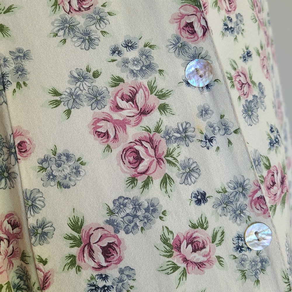 Vintage Ditsy Floral Button Up Maxi Dress - Picture 13 of 14